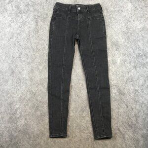 Old Navy Jean 4 Rockstar Super Skinny Mid Rise Retro 90s Style Center Seam Black